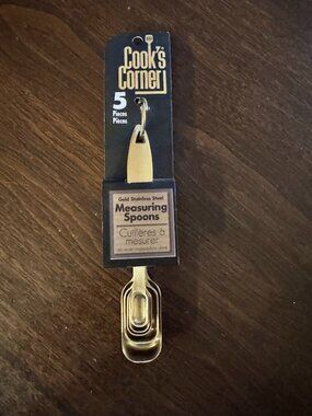 Cook's Corner Set of 5 Gold Stainless Steel Oblong Measuring Spoons